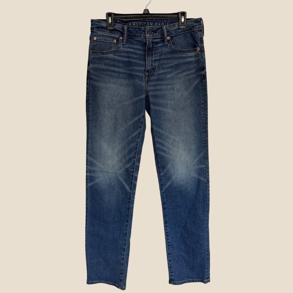 American Eagle Jeans Mens 32x34 Blue Denim Airflex+ Original Straight Med Wash